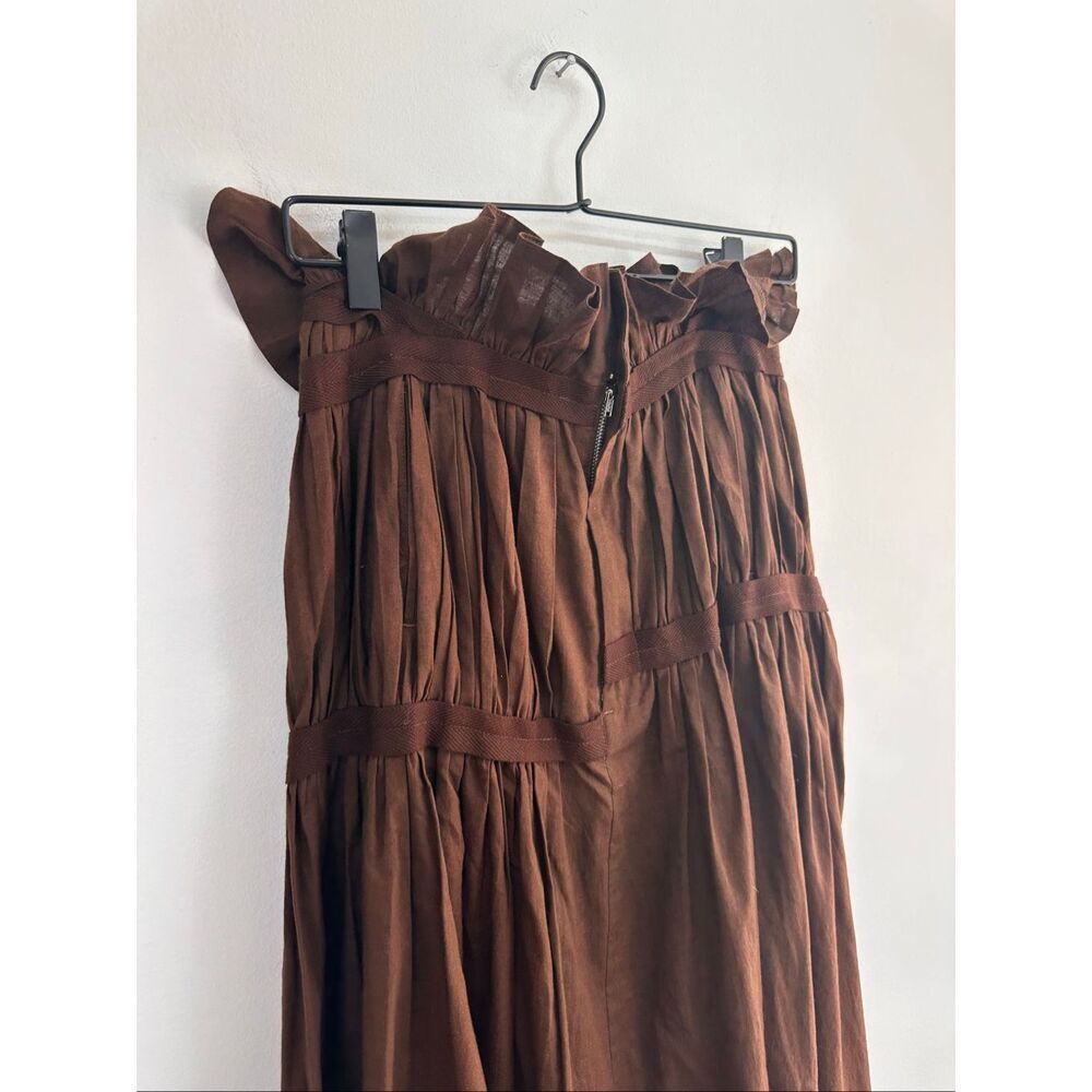 Yohji Yamamoto Women’s Vintage Y2K Brown Pleated Asymmetrical Ruffle Waist Cotto - Picture 9 of 12